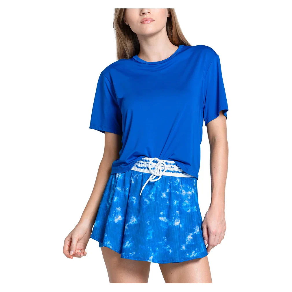 Women`s High Waist Shibori Stripe 13.5 Inch Tennis Skort Royal Apparel Lucky In Love