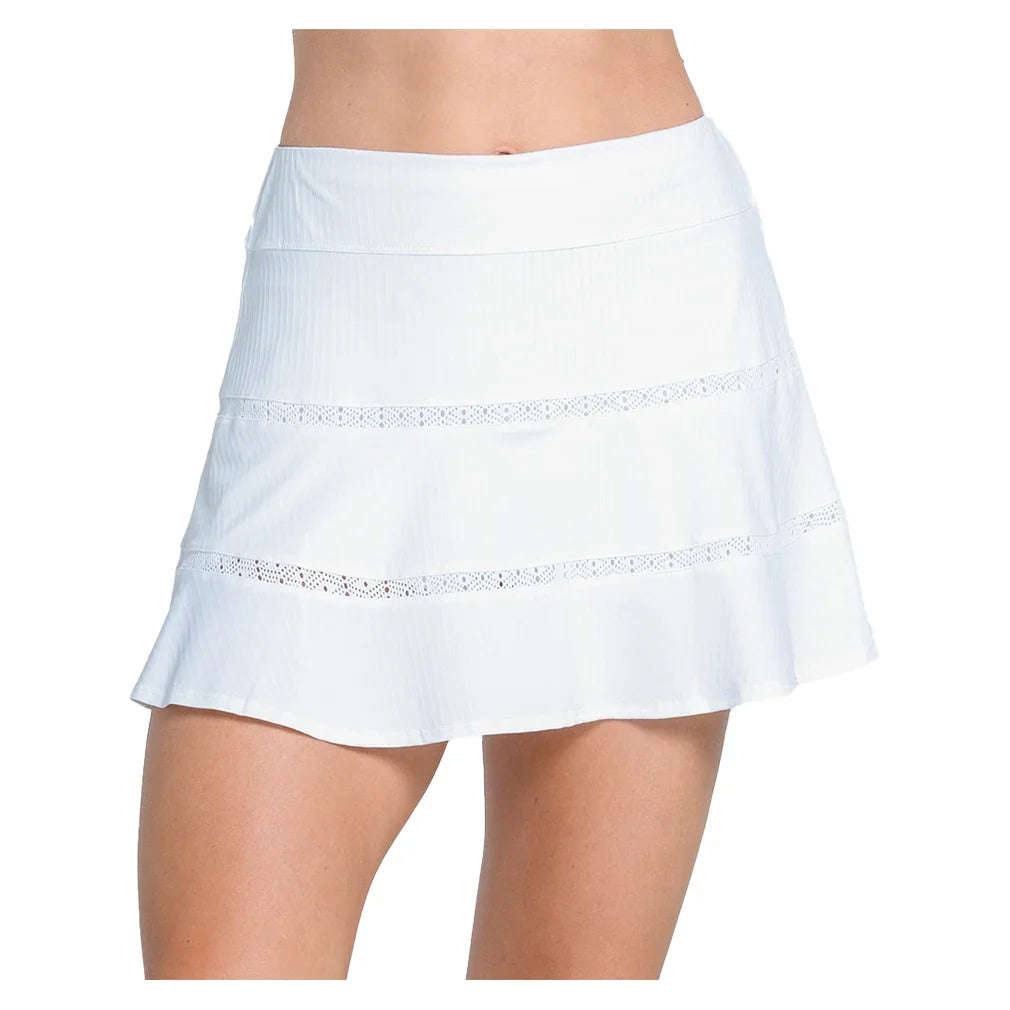 Women`s Tier Flounce 14 Inch Tennis Skort White Apparel Lucky In Love