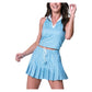 Women`s High Waist Linen Stripe Tennis Skort Periwinkle Apparel Lucky In Love