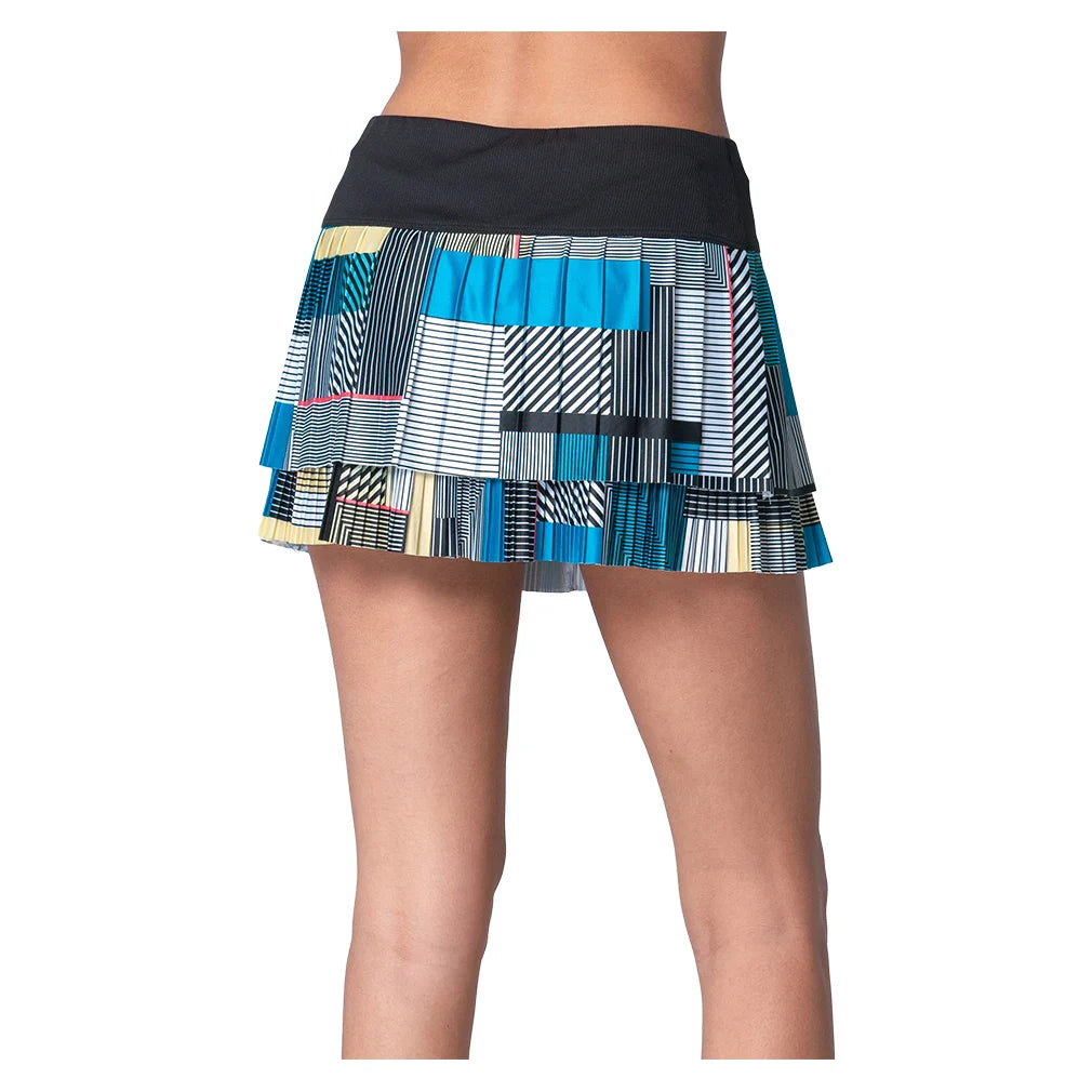 Women`s Stripe It Up Pleated Tennis Skort Black Apparel Lucky In Love