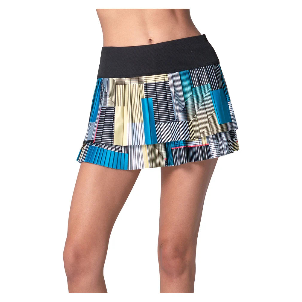 Women`s Stripe It Up Pleated Tennis Skort Black Apparel Lucky In Love