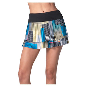 Women`s Stripe It Up Pleated Tennis Skort Black Apparel Lucky In Love