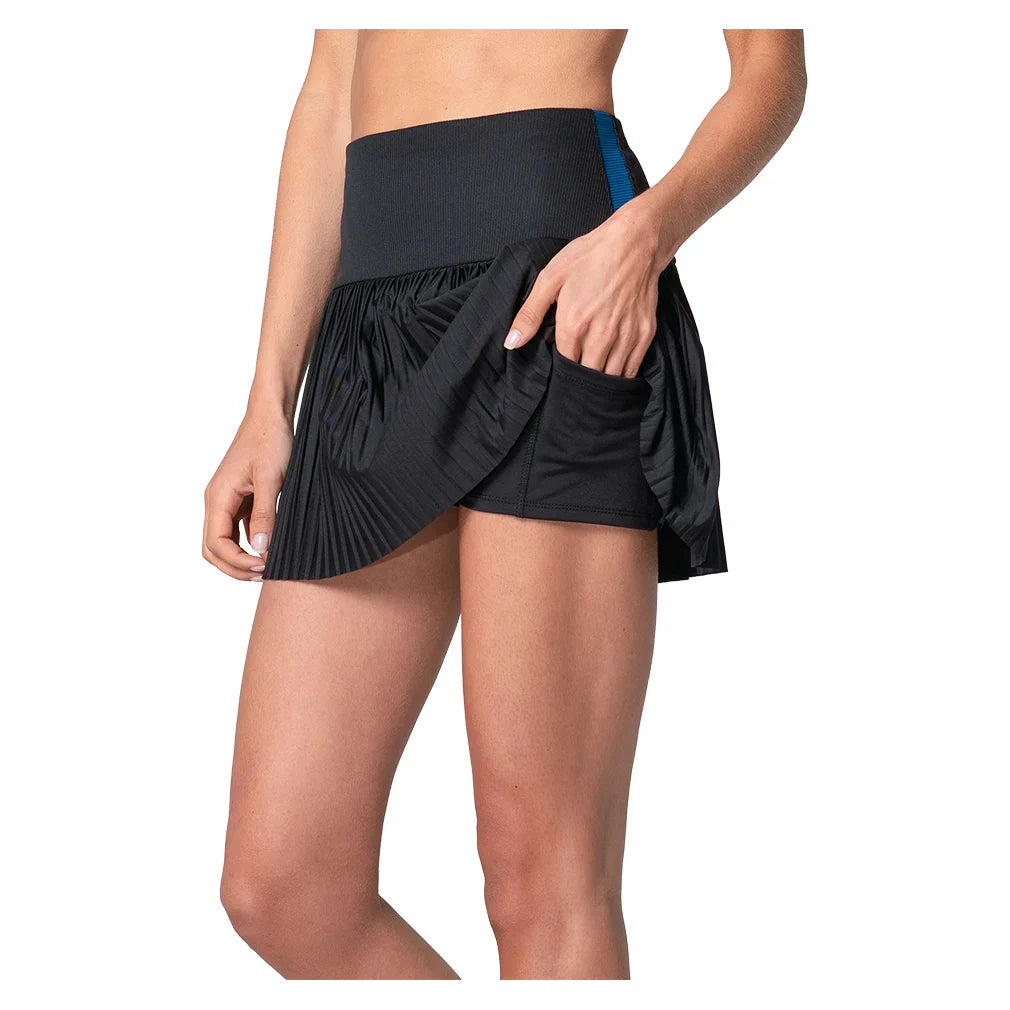 Women`s Racer Rib Pleated Tennis Skort Black Apparel Lucky In Love