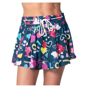 Women`s High Waist Love You Tennis Skort Midnight Apparel Lucky In Love