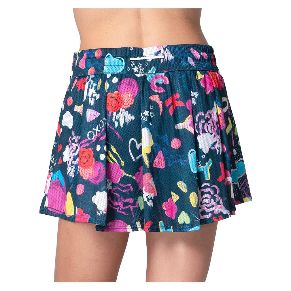 Women`s High Waist Love You Tennis Skort Midnight Apparel Lucky In Love