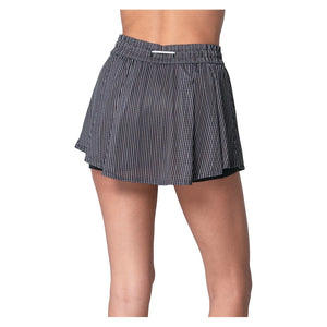 Women`s High Waist Pinstripe Tennis Skort Black Apparel Lucky In Love