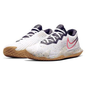Men's Air Zoom Vapor Cage 4 Tennis Shoes White and Laser Crimson Footwear Nike