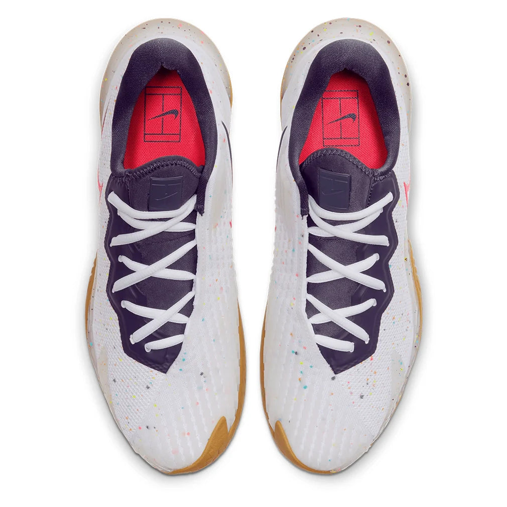 Men's Air Zoom Vapor Cage 4 Tennis Shoes White and Laser Crimson Footwear Nike