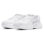 Juniors' Court Lite 2 Tennis Shoes White and Metallic Silver Footwear Nike