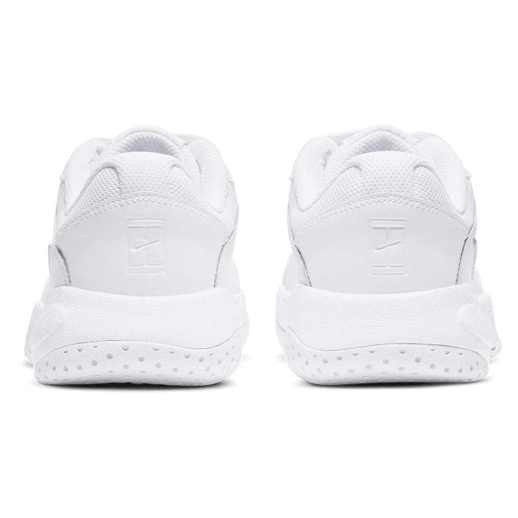 Juniors' Court Lite 2 Tennis Shoes White and Metallic Silver Footwear Nike