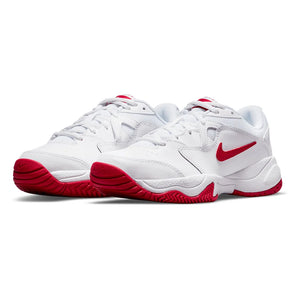 Juniors' Court Lite 2 Tennis Shoes White and University Red Footwear Nike