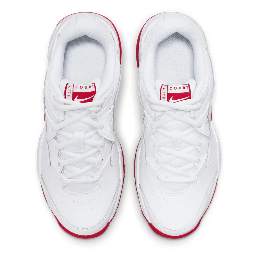 Juniors' Court Lite 2 Tennis Shoes White and University Red Footwear Nike
