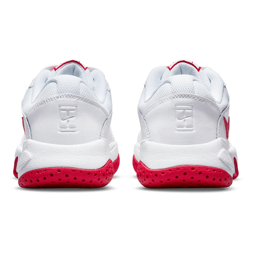 Juniors' Court Lite 2 Tennis Shoes White and University Red Footwear Nike