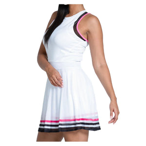 Women`s Kinetic Energy Tennis Dress White and Black Apparel Lucky In Love
