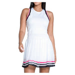 Women`s Kinetic Energy Tennis Dress White and Black Apparel Lucky In Love