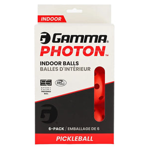 Photon Indoor Pickleballs Red 6-Pack Balls Gamma