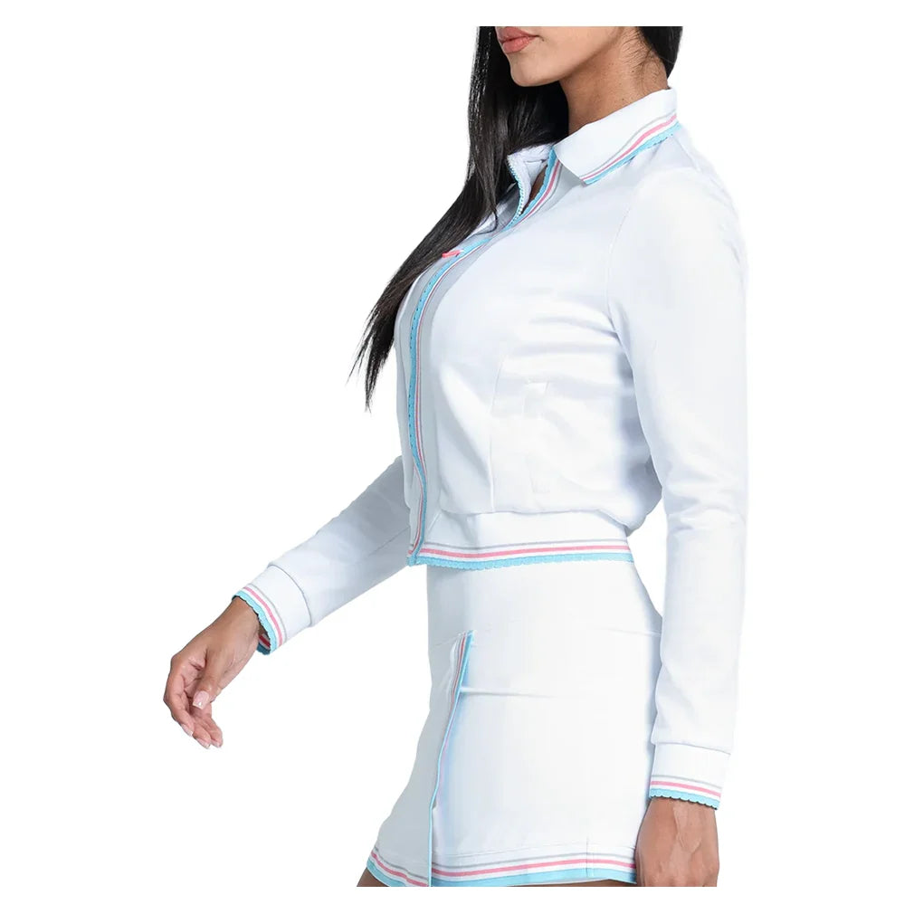 Women`s Retro Revival Tennis Jacket White Apparel Lucky In Love