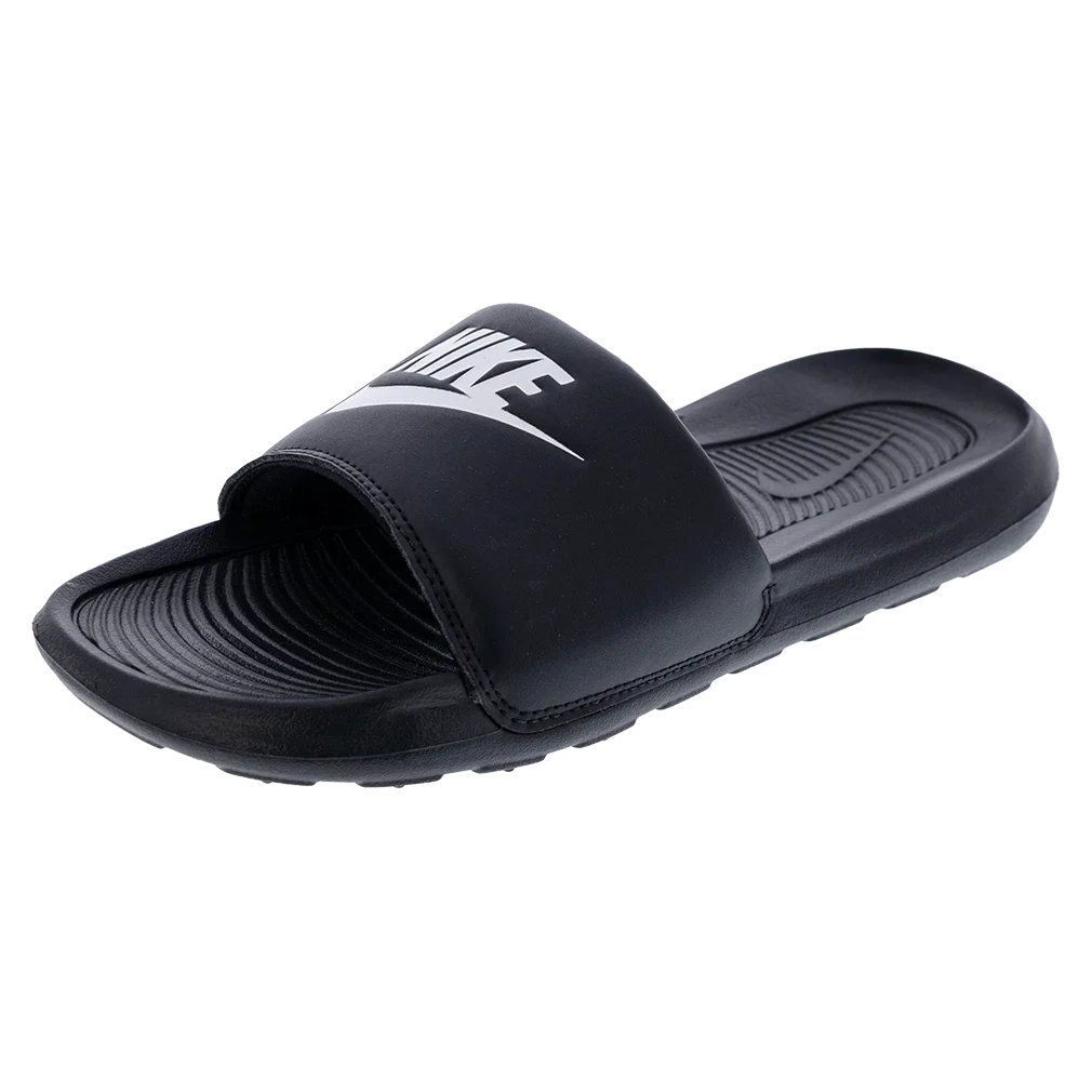 Men`s Victori One Slides Black and White Footwear Nike