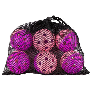 Indoor Pickleball Training Balls Bag of 6 Purple and Pink Balls Gamma