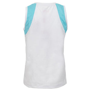 Girls' Tennis Tank White and Aqua Block Trim Apparel Little Miss Tennis