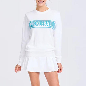 Women's Club Sport Pickleball Sweater White and Light Blue Apparel Ame And Lulu