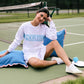 Women's Club Sport Pickleball Sweater White and Light Blue Apparel Ame And Lulu