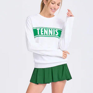 Women's Club Sport Tennis Sweatshirt White and Green Apparel Ame And Lulu