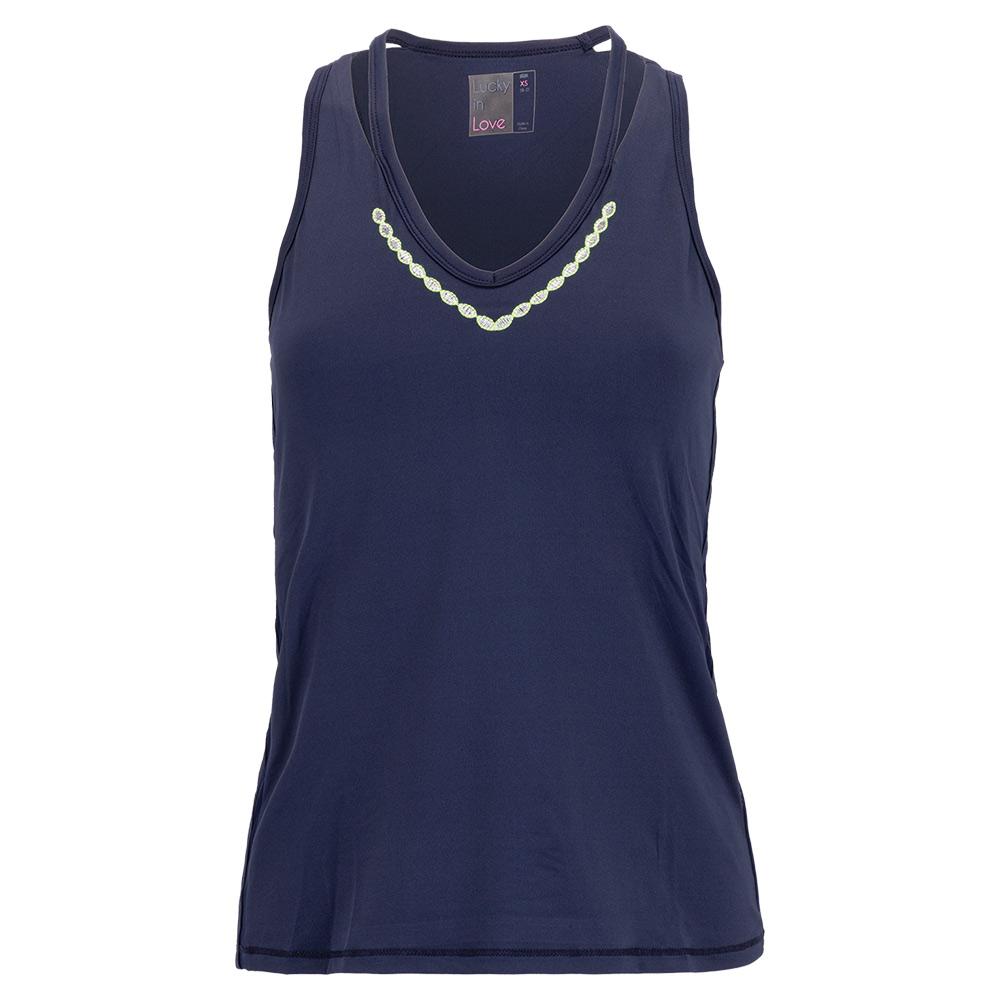Women`s Lurex V-Neck Cutout Tennis Tank Apparel Lucky In Love