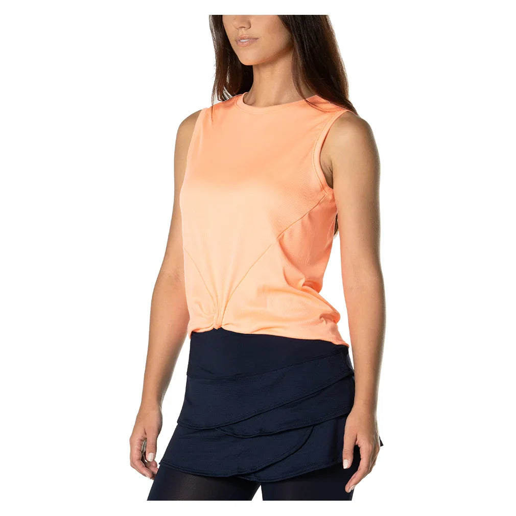 Women`s Twist Front Tennis Tank Orange Frost Apparel Lucky In Love