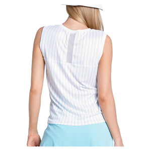 Women`s Retro Stripe Twist Front Tennis Tank White Apparel Lucky In Love