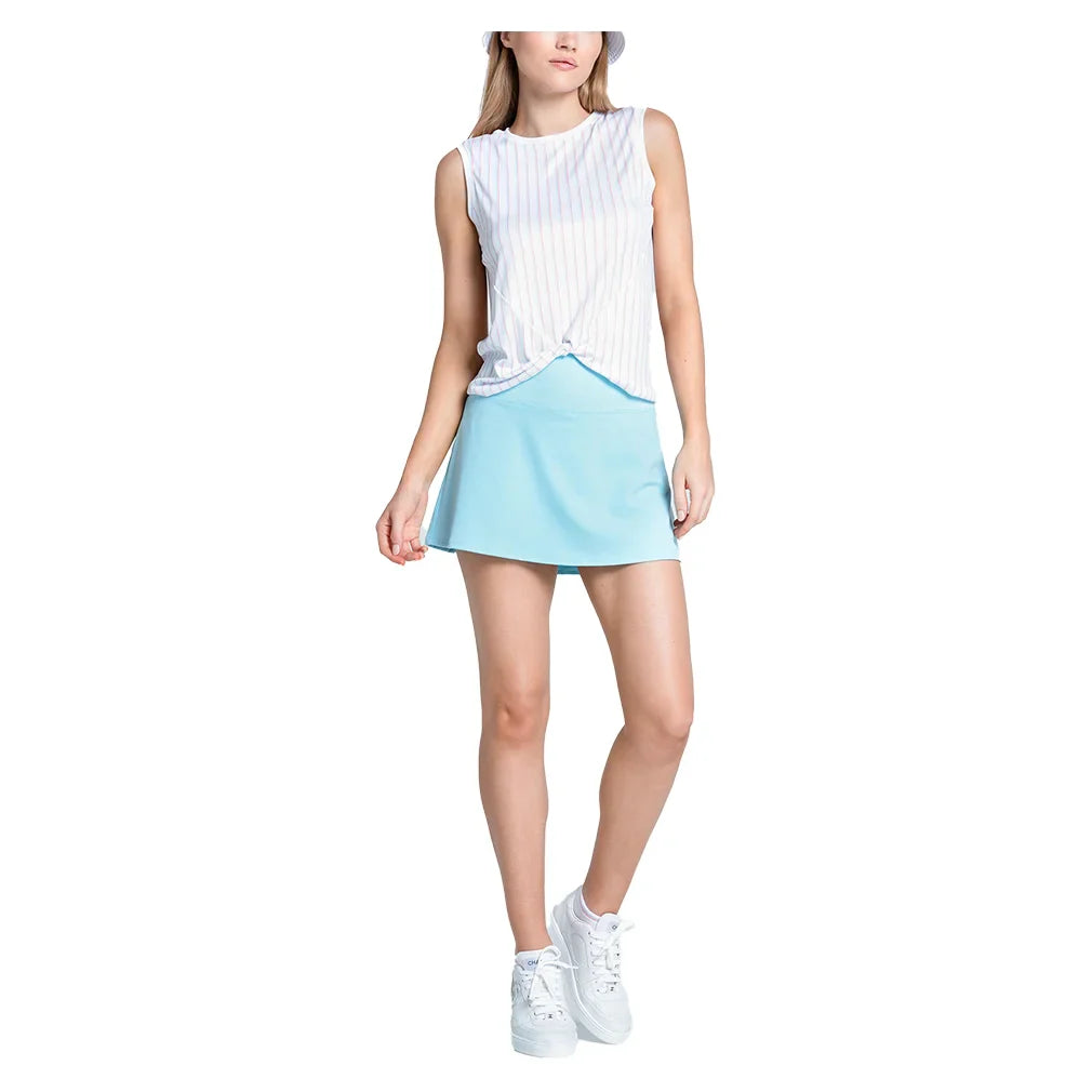 Women`s Retro Stripe Twist Front Tennis Tank White Apparel Lucky In Love