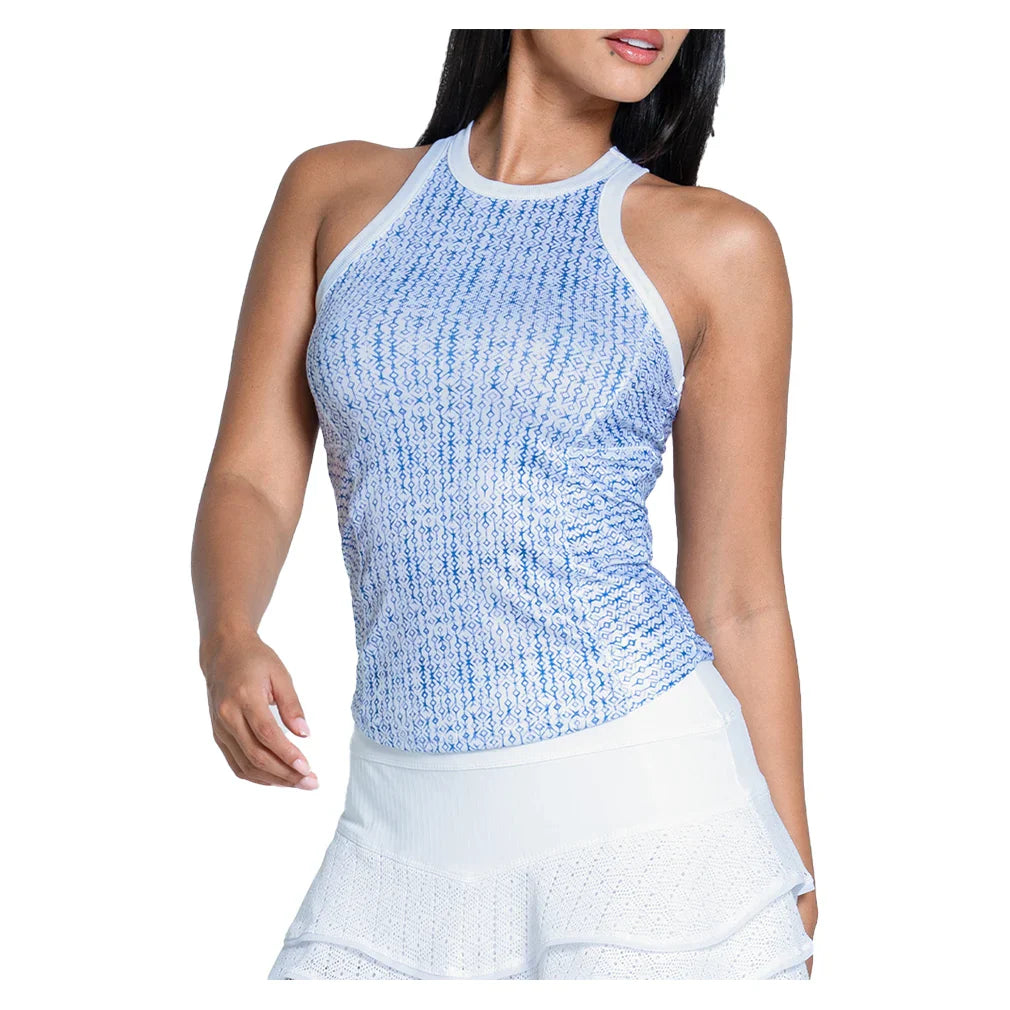 Women`s Boho Tile Rib Tennis Tank Royal Apparel Lucky In Love