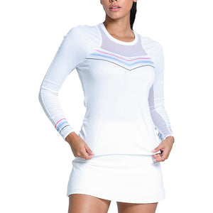 Women`s Blue Streak Long Sleeve Tennis Top White Apparel Lucky In Love