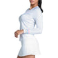 Women`s Blue Streak Long Sleeve Tennis Top White Apparel Lucky In Love