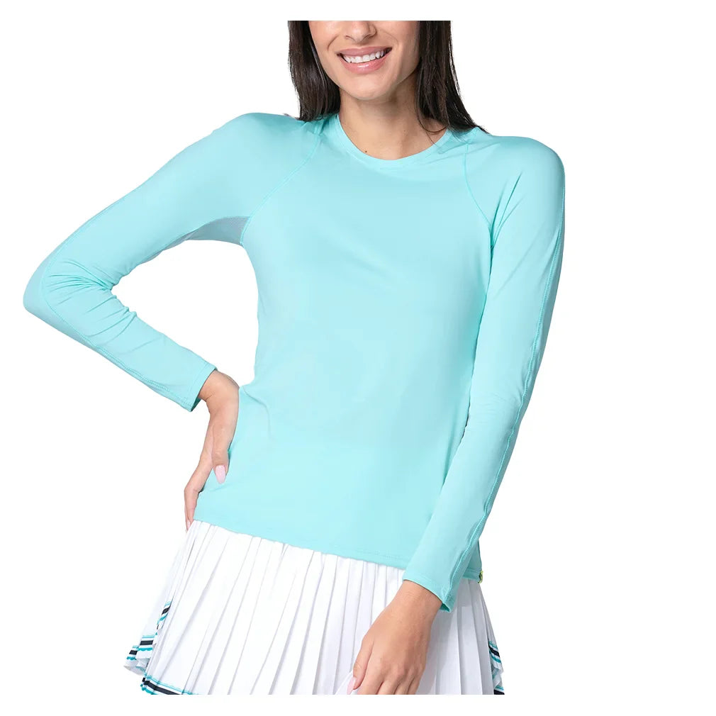 Women`s Breeze Long Sleeve Tennis Top Capri Apparel Lucky In Love