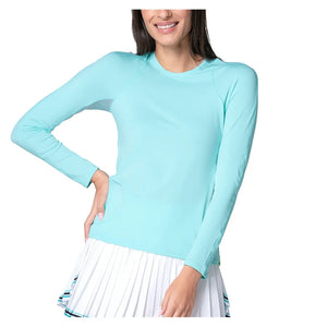 Women`s Breeze Long Sleeve Tennis Top Capri Apparel Lucky In Love