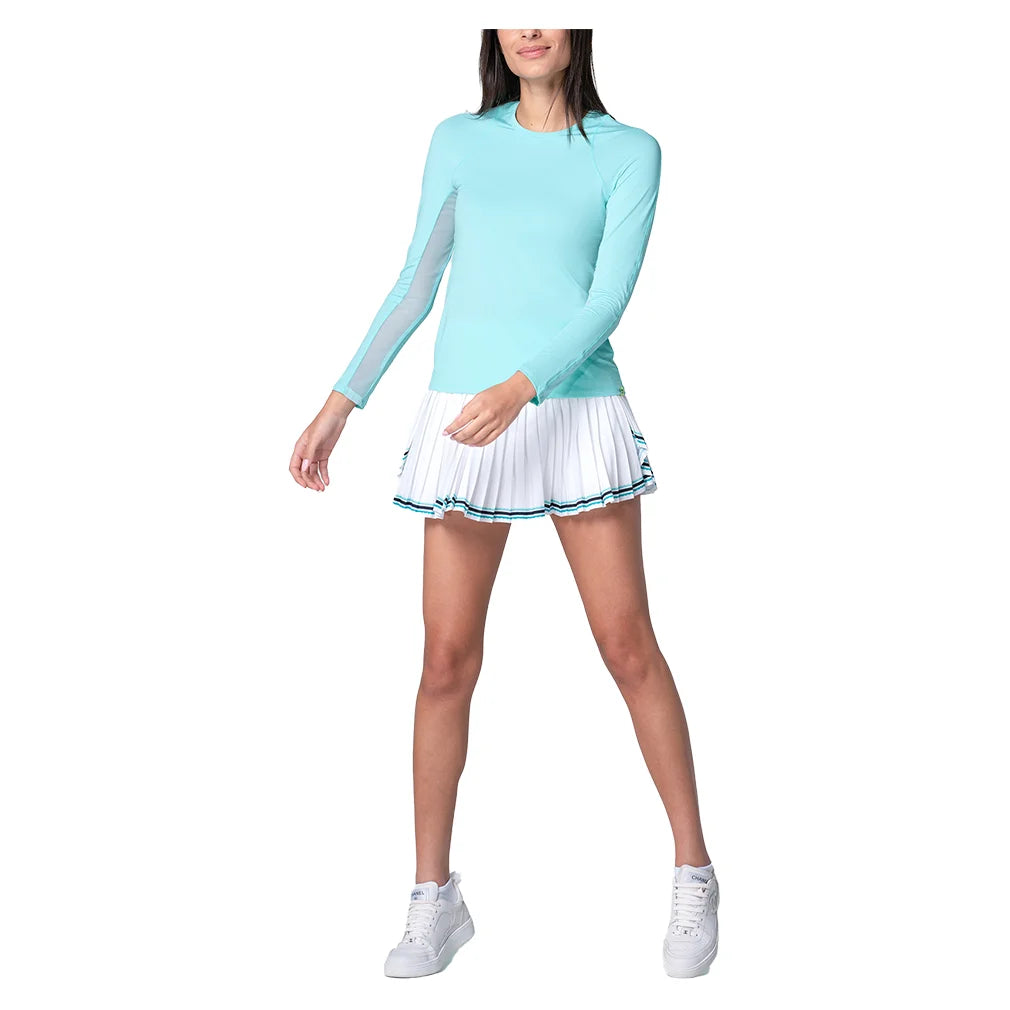 Women`s Breeze Long Sleeve Tennis Top Capri Apparel Lucky In Love