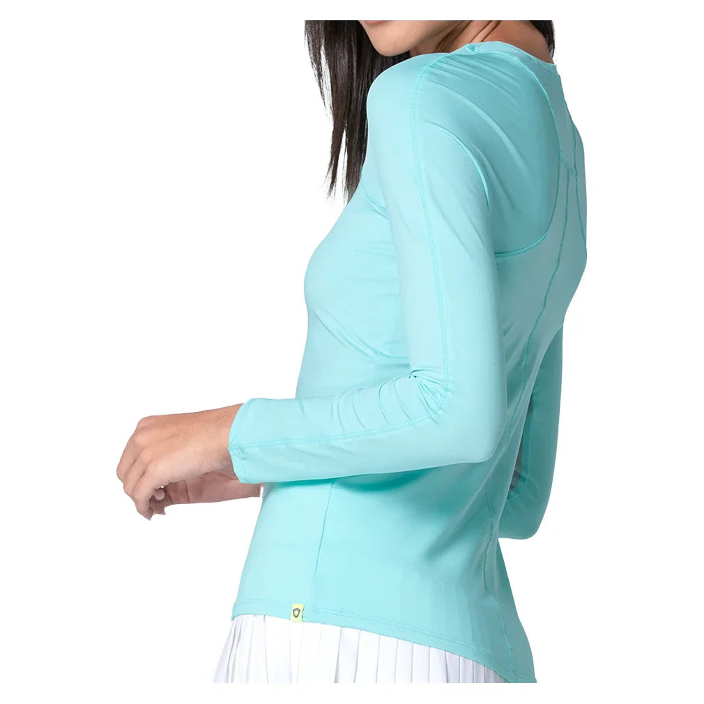 Women`s Breeze Long Sleeve Tennis Top Capri Apparel Lucky In Love