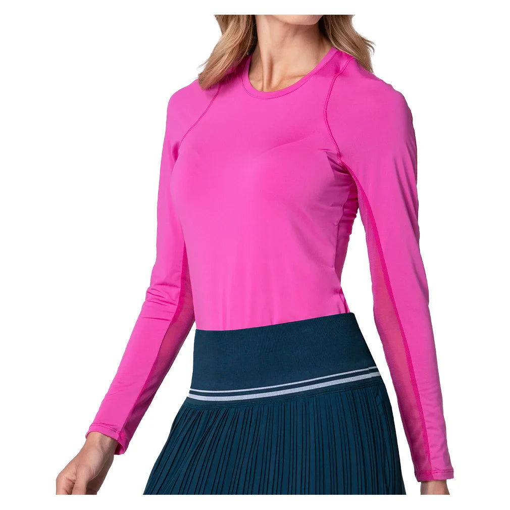 Women`s Breeze Long Sleeve Tennis Top Mulberry Apparel Lucky In Love