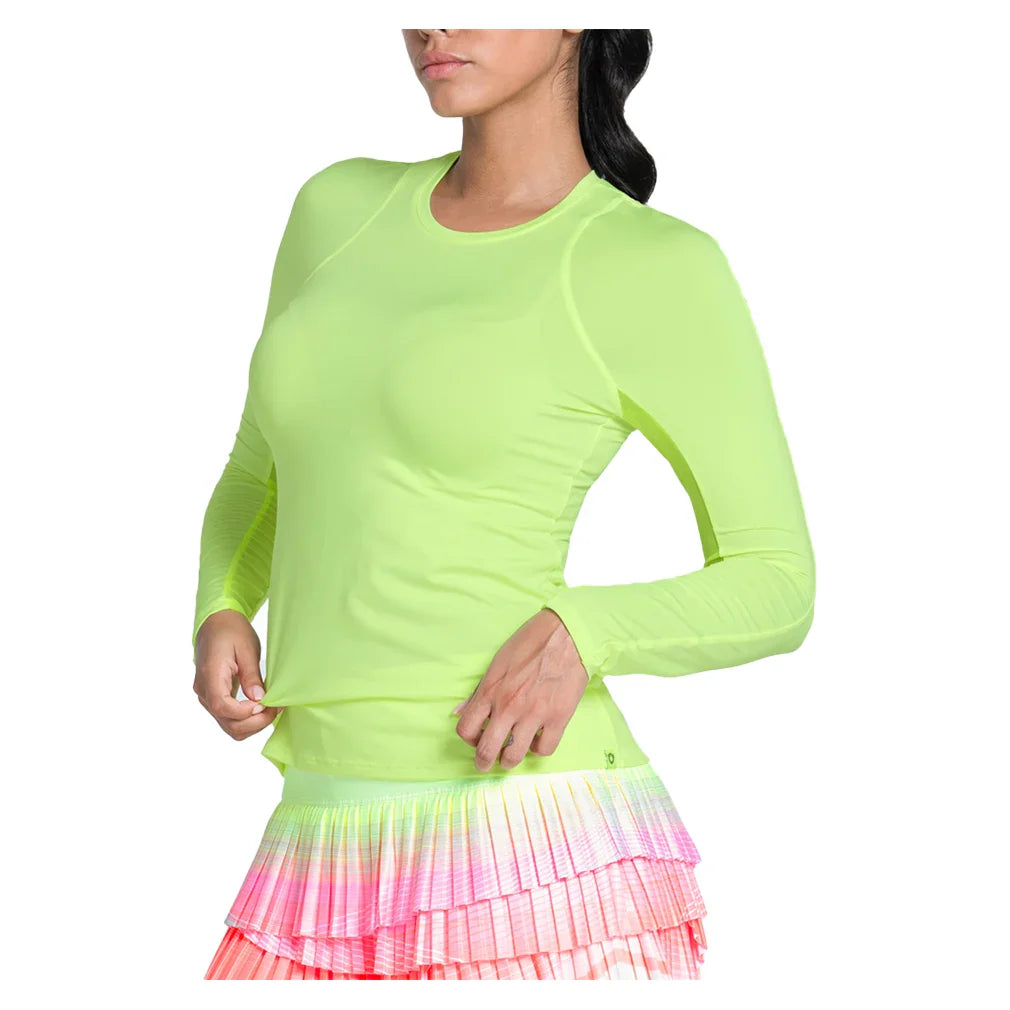 Women's LUV Breeze Long Sleeve Tennis Top Lemon Frost Apparel Lucky In Love