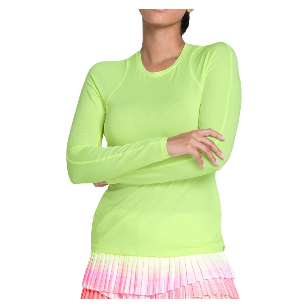 Women's LUV Breeze Long Sleeve Tennis Top Lemon Frost Apparel Lucky In Love