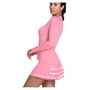 Women's LUV High Low Breezy Long Sleeve Tennis Top Flamingo Apparel Lucky In Love