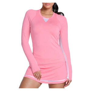 Women's LUV High Low Breezy Long Sleeve Tennis Top Flamingo Apparel Lucky In Love