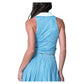 Women`s Hip Fit Linen Stripe Tennis Tank Periwinkle Apparel Lucky In Love