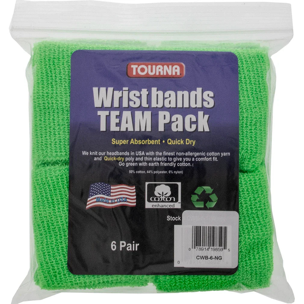 Team Pack Tennis Wristbands 6 Pair Accessories Tourna