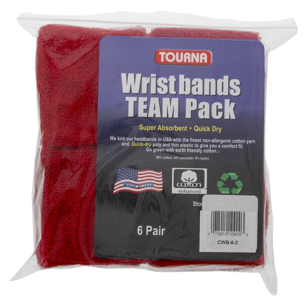 Team Pack Tennis Wristbands 6 Pair Accessories Tourna