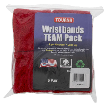 Team Pack Tennis Wristbands 6 Pair Accessories Tourna