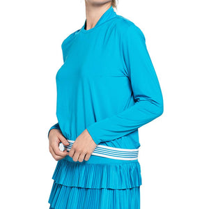 Women`s Baseline Throw Over Tennis Top Caribbean Blue Apparel Lucky In Love