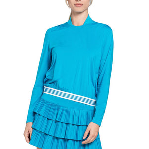 Women`s Baseline Throw Over Tennis Top Caribbean Blue Apparel Lucky In Love