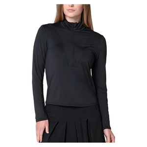 Women`s Free Play Zip Long Sleeve Tennis Top Black Apparel Lucky In Love